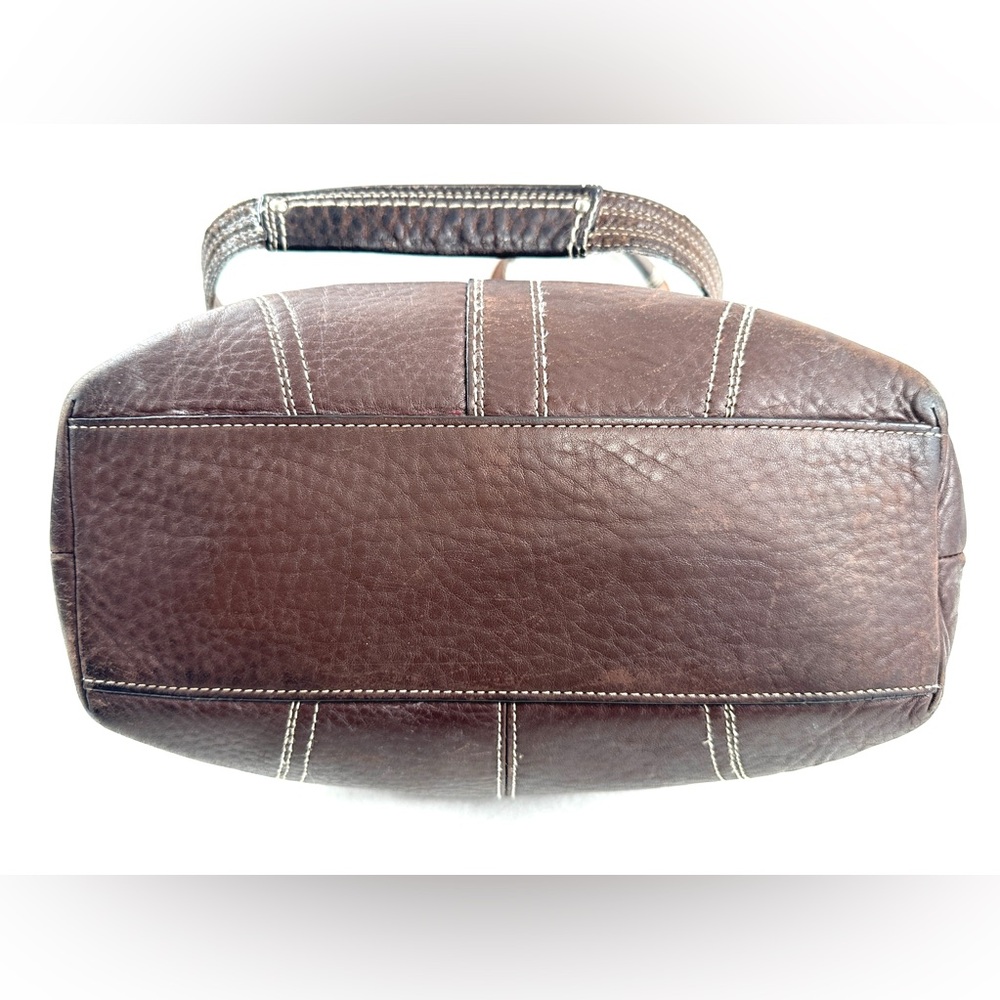 COACH Hamilton Hampton F13959 Brown Pebbled Leather Small Shoulder Bag Turn Lock - Picture 5 of 9
